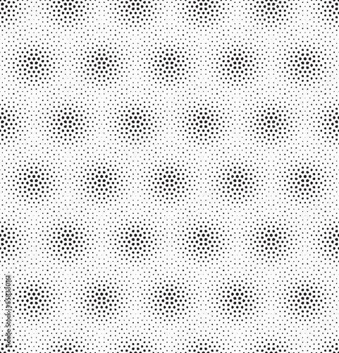 Geometric pattern of black figures on a white background. Seamless in one direction.SCALE method