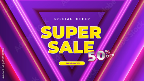 Colorful discount sale banner background. Special offer composition.
