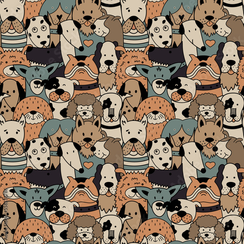 Children's pattern with colorful dogs. Vector background. 
