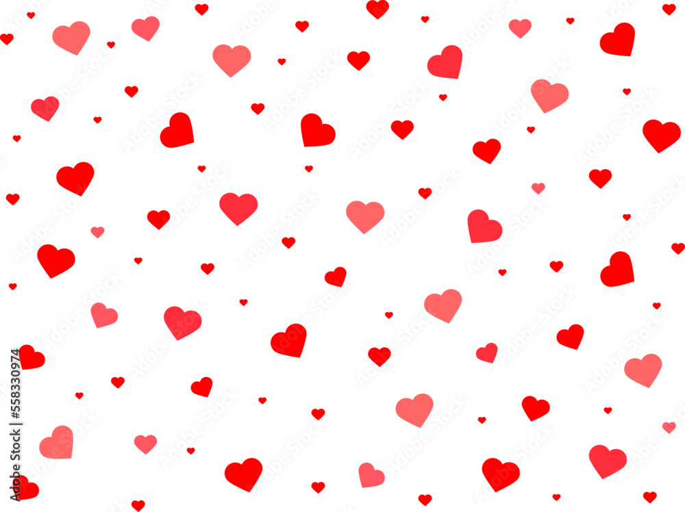 Vector hearts background.Heart png.Valentine seamless background with falling hearts.Heart confetti.Falling hearts.