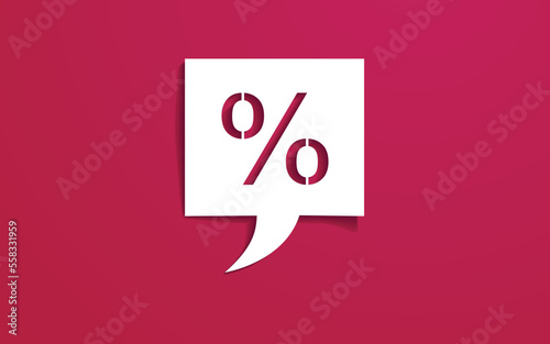 Speech mark with the image of the percentage symbol in the paper cut technique.