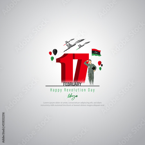 Vector illustration of happy revolution day Libya banner