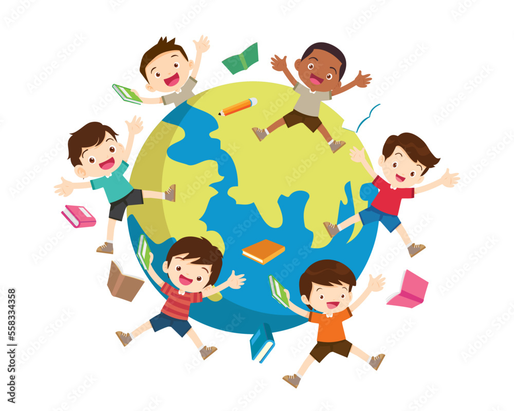Happy Children reading book Back to School Concept kids and book Happy Children reading book Back to School Concept kids and book