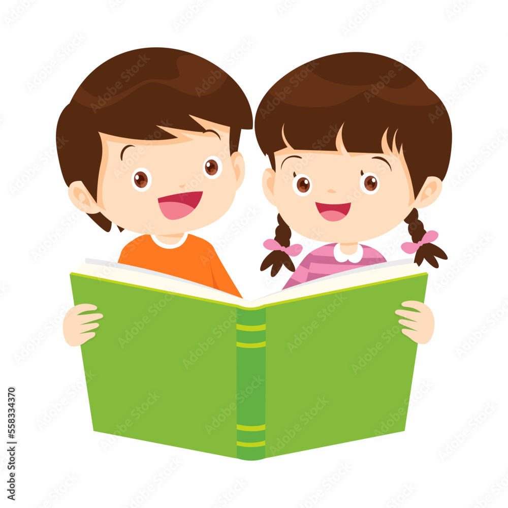 Happy Children reading book Back to School Concept kids and book Happy Children reading book Back to School Concept kids and book