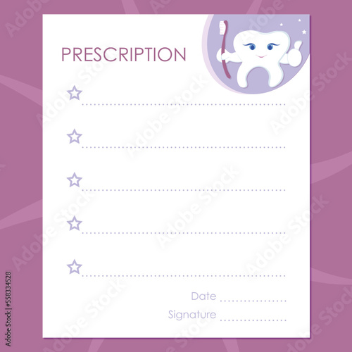 prescription, blank, recipe for stomatologist, girl, stomatology.