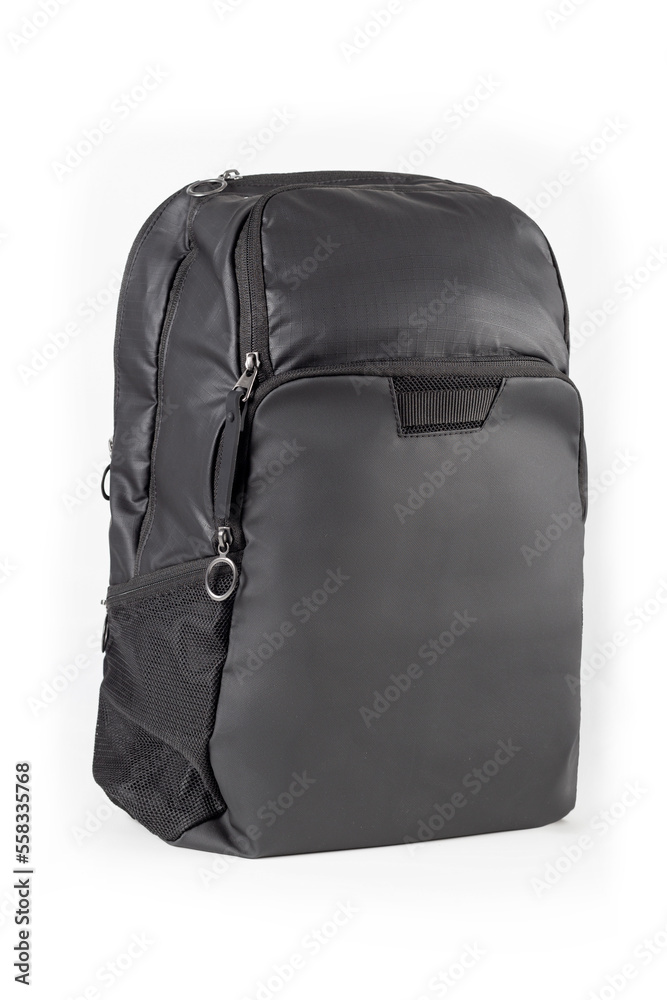 Black ripstop backpack isolated on white background Black ripstop backpack isolated on white background