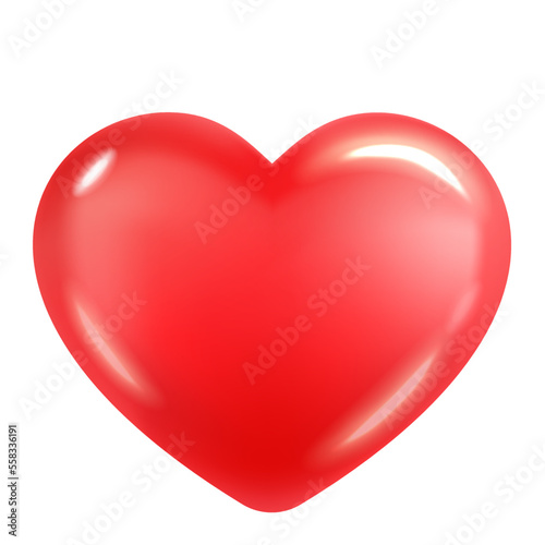 Red heart for Valentines day on white background. Vector illustration