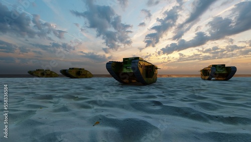 Obraz na płótnie ww1 tank on the beach