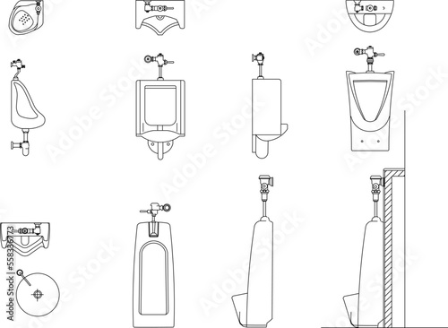 public urinal detail illustration vector sketch with white baground