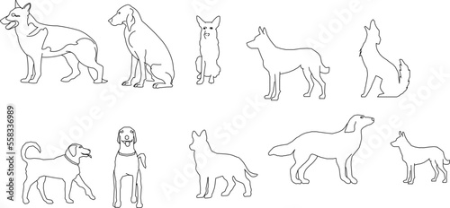 set of animals sketch vector illustration of white baground dog display.