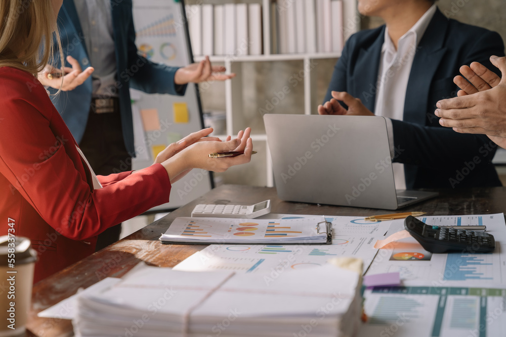 Business meeting time. account managers crew working with new startup project. Idea presentation, analyze plans. Business meeting time. account managers crew working with new startup project. Idea presentation, analyze plans.