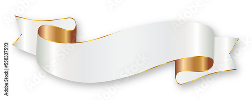 ribbon silver and gold color. Christmas ribbon with shadow, xmas wrap element template