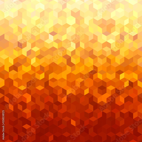 Abstract glittering gold geometric background vector illustration. Hexagonal yellow pattern with pixelated gradient efffect photo