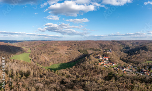 Blick auf Rammelburg im Harz