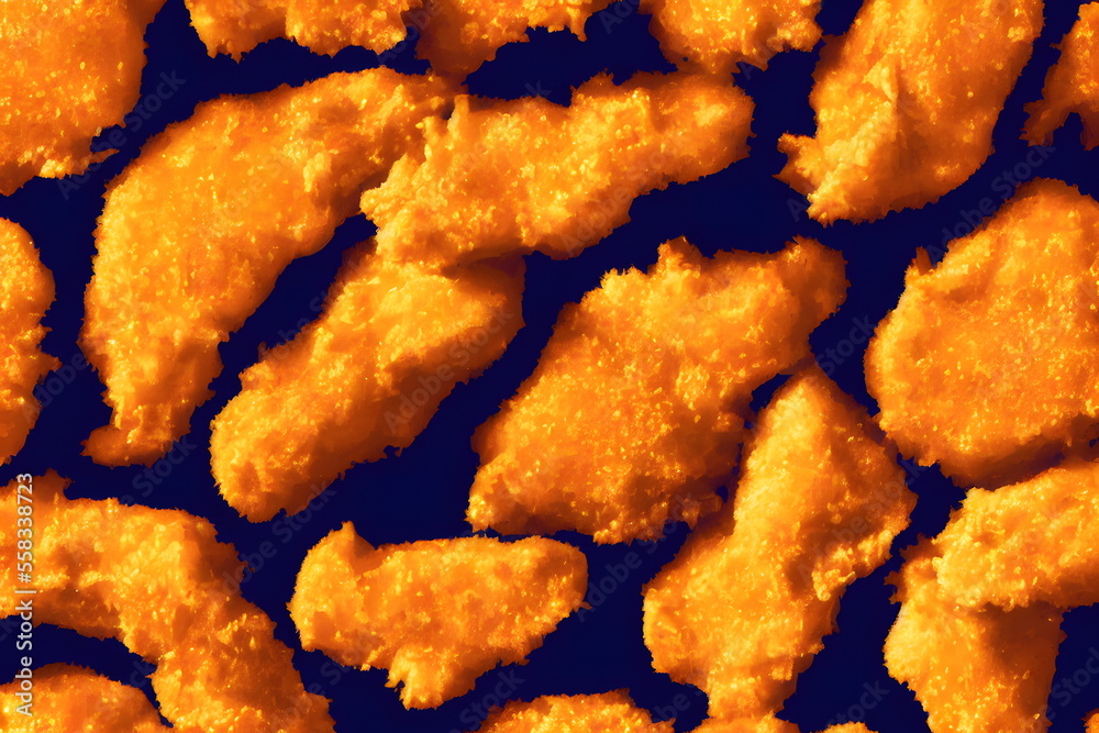 Illustration of chicken nuggets in the retro style, generative ai Illustration of chicken nuggets in the retro style, generative ai