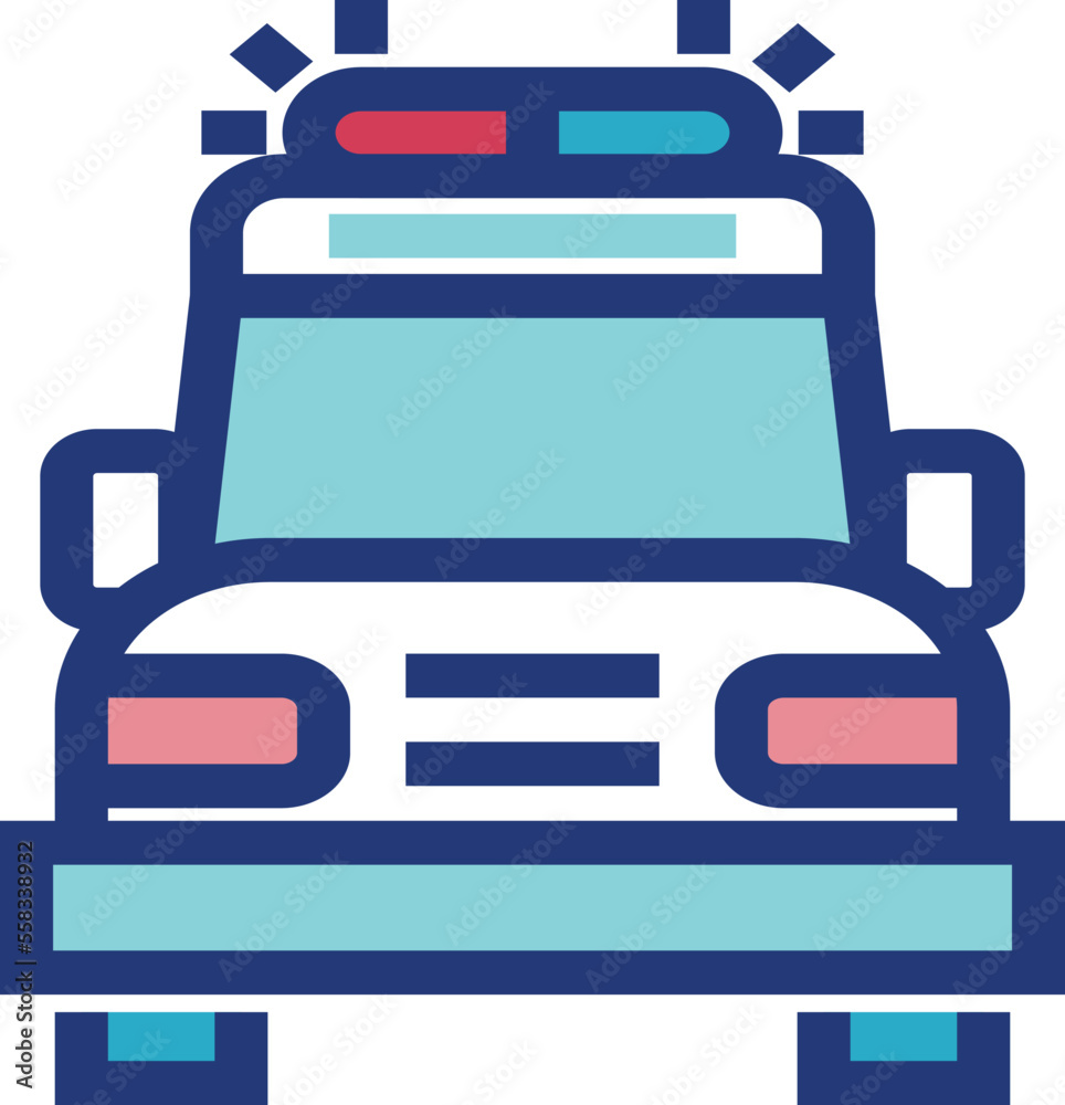 Ambulance color icon. Paramedic car front view Ambulance color icon. Paramedic car front view