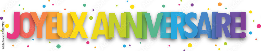 Fototapeta premium Bannière typographique colorée JOYEUX ANNIVERSAIRE! sur fond transparent