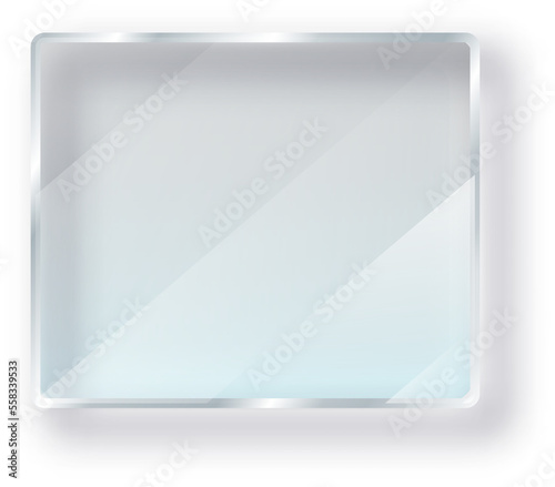 Glass transparent square banners. PNG glass plates with a place for inscriptions isolated. 