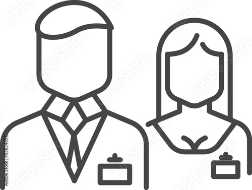 People with name tag icon. Business staff symbol