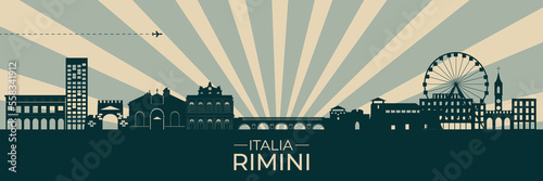 Italy, Rimini outline city skyline