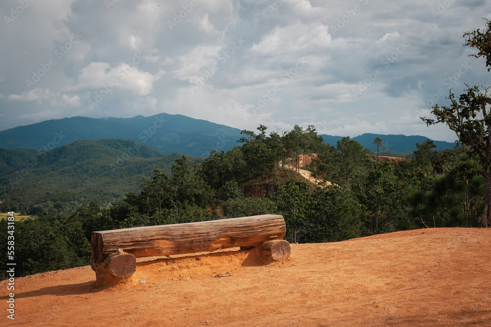 Bench at the Pai canyon (Kong Lan) in Mae Hong son province, Northern Thailand