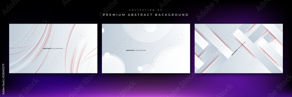 Set of abstract white grey abstract presentation background