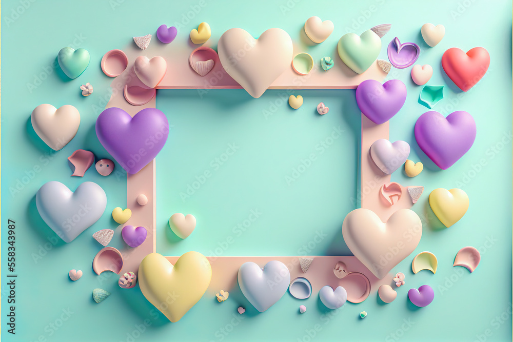 Love creative Valentine's Day flat lay frame heart shaped balloons ...