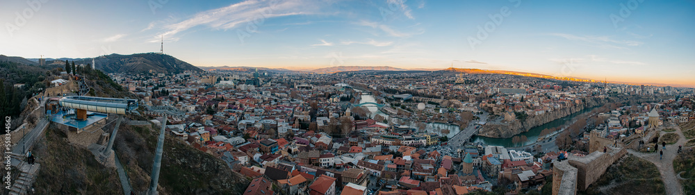 sunset over the Tbilisi city