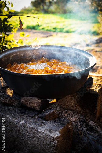 Pumpkin Desert cooking on coal