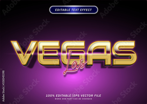 3d Luxury Las Vegas text effect. Neon Font style Editable. mockup text effect..
