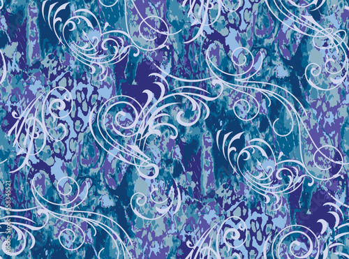  Seamless abstract blue swirls pattern. Suitable for fabric, wrapping paper and the like
