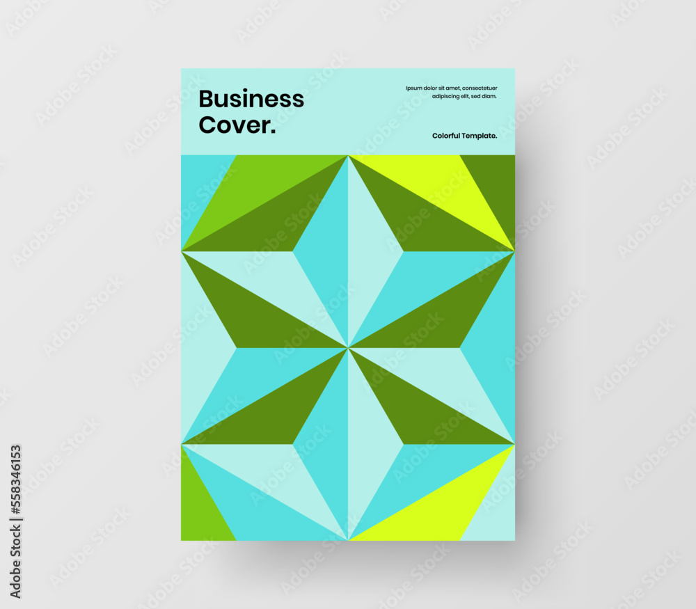 Minimalistic mosaic pattern annual report template. Isolated journal cover design vector illustration.