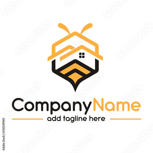 House and Bee simple flat design
