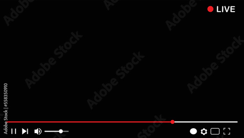 Multimedia video player frame template. Online video streaming concept, broadcasting vector illustration