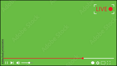 Live video streaming chroma key player frame template, broadcasting vector illustration