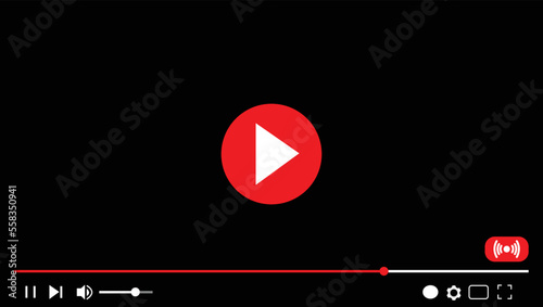 Multimedia video player frame template. Online video streaming concept, broadcasting vector illustration