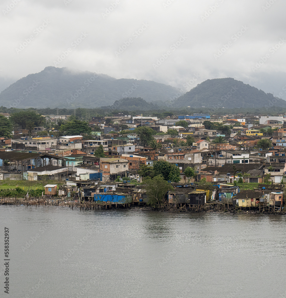 slum in santos extuary brasil