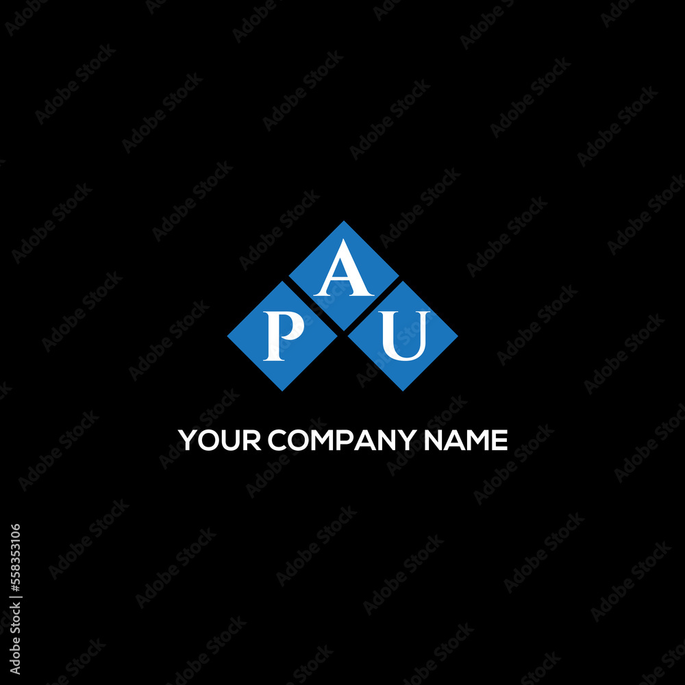 Fototapeta premium PAU letter logo design on BLACK background. PAU creative initials letter logo concept. PAU letter design.