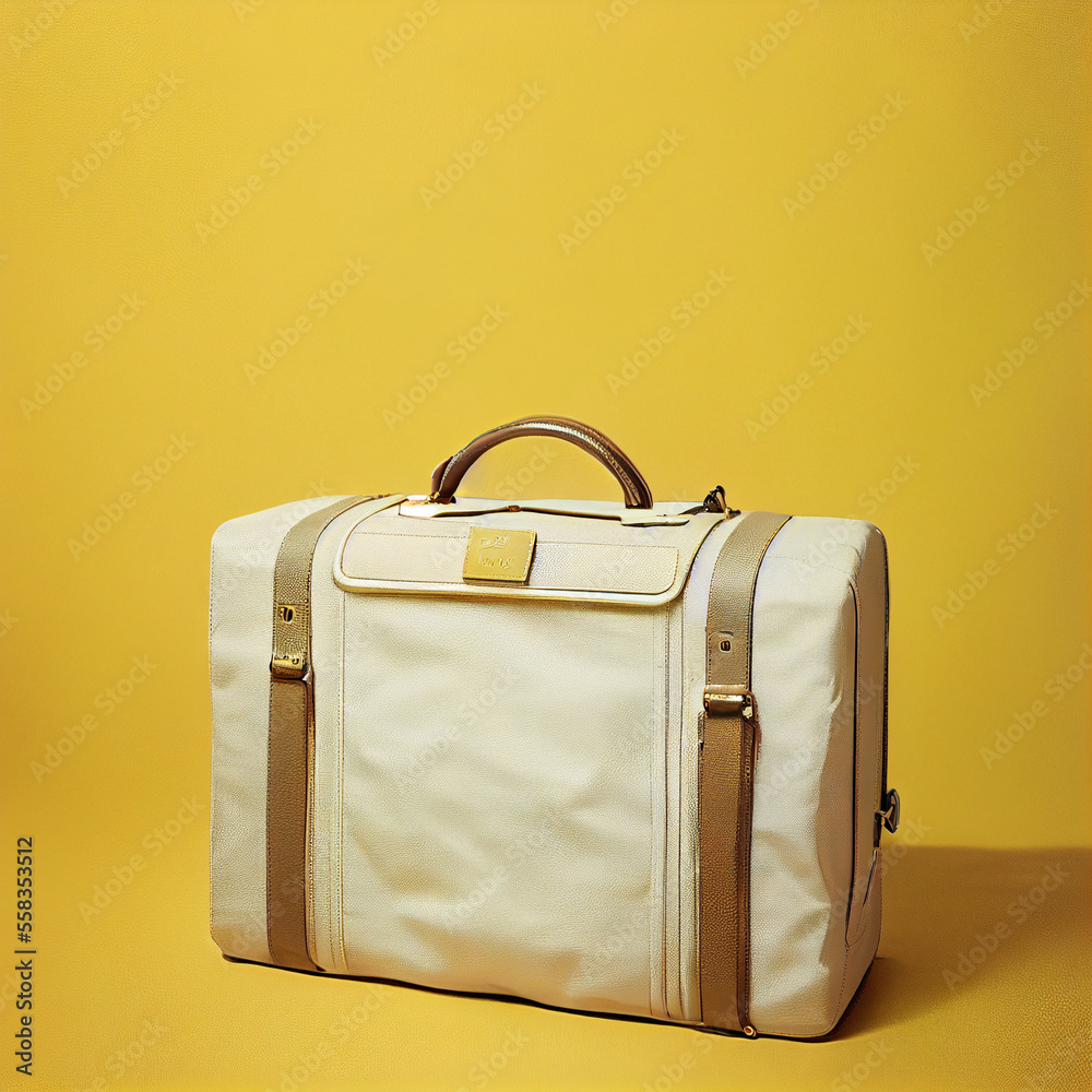 old travel suitcase isolated on yellow background old travel suitcase isolated on yellow background