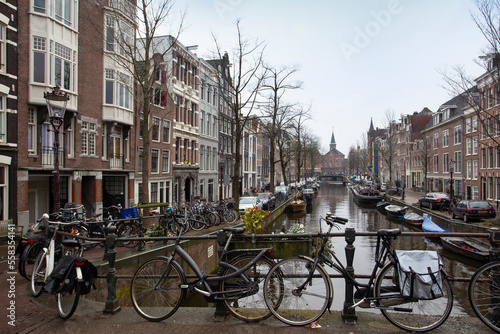 beautiful view of the streets and canals of Amsterdam