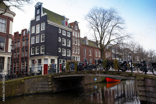 beautiful view of the streets and canals of Amsterdam