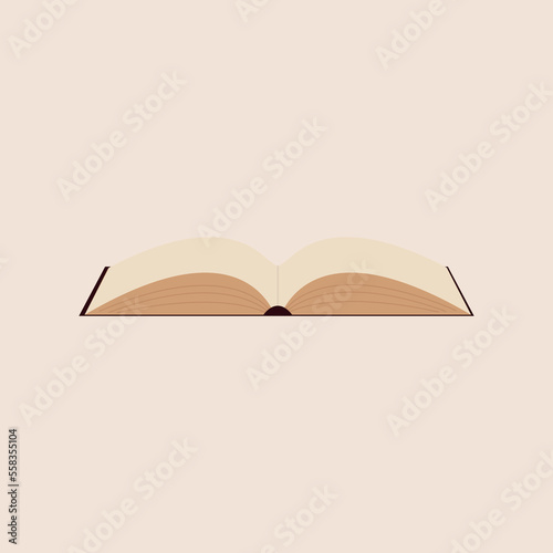 Open blank book in cover. Hand drawn educational vector illustration. Poster or print template