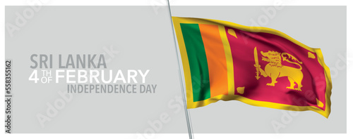 Sri Lanka happy independence day greeting card, banner with template text vector illustration