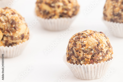 Flaxseed And Sesame Ladoo Also Known As Alsi Til Badam Ladddu Or Ellu Unde Magic Laddoo Is Winter Special Immunity Boosting Sweet Balls Made Of Gur Or Gud In Ghee. Enjoyed On Makar Sankranti and Lohri photo