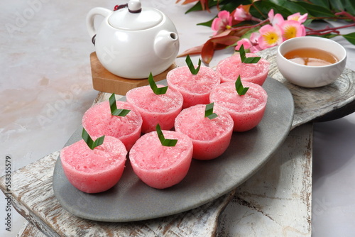 Kue mangkok or kue apem.steamed cupcakes or Fa Gao are special cakes during Chinese New Year celebrations. Fa Gao is believed to be a fortune cake. photo