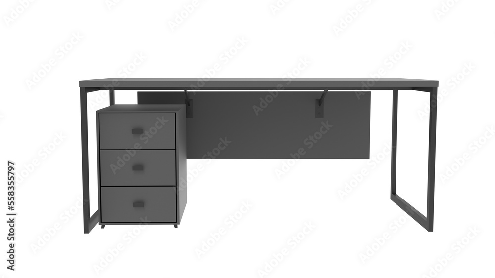 office table front view without shadow 3d render office table front view without shadow 3d render