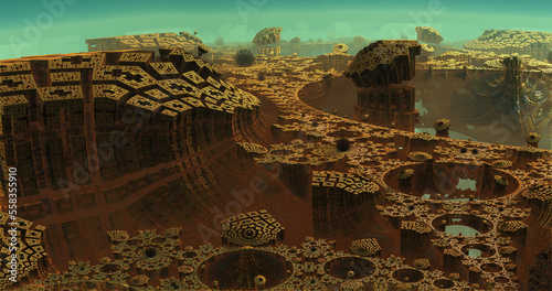 the surface of an alien planet 3d rendering