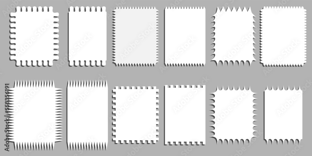 Obraz premium Set of ripped and torn blank paper background. Vector