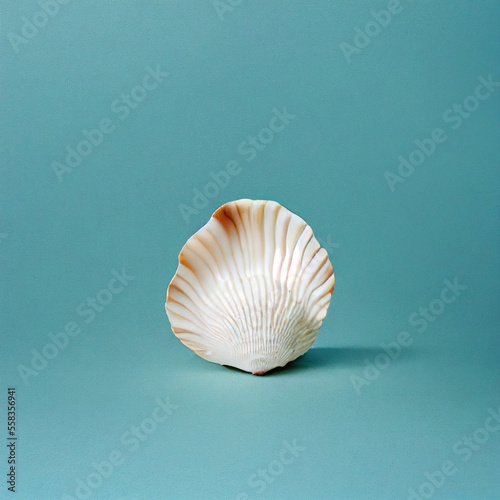 sea shell at the blue background