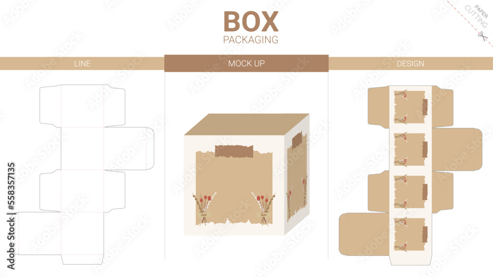 Box packaging and mockup die cut template Box packaging and mockup die cut template